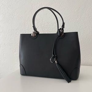 New Cielo Celeste matte black Italian leather handbag